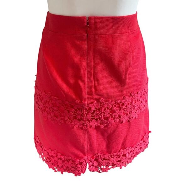J. Crew 100% Cotton Red Lace Mini Skirt | Size 0 | Gently Used - Picture 4 of 8